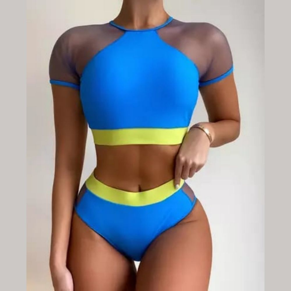 Lookeble's Royal Blue Cropped Top Two-piece Swimsuit